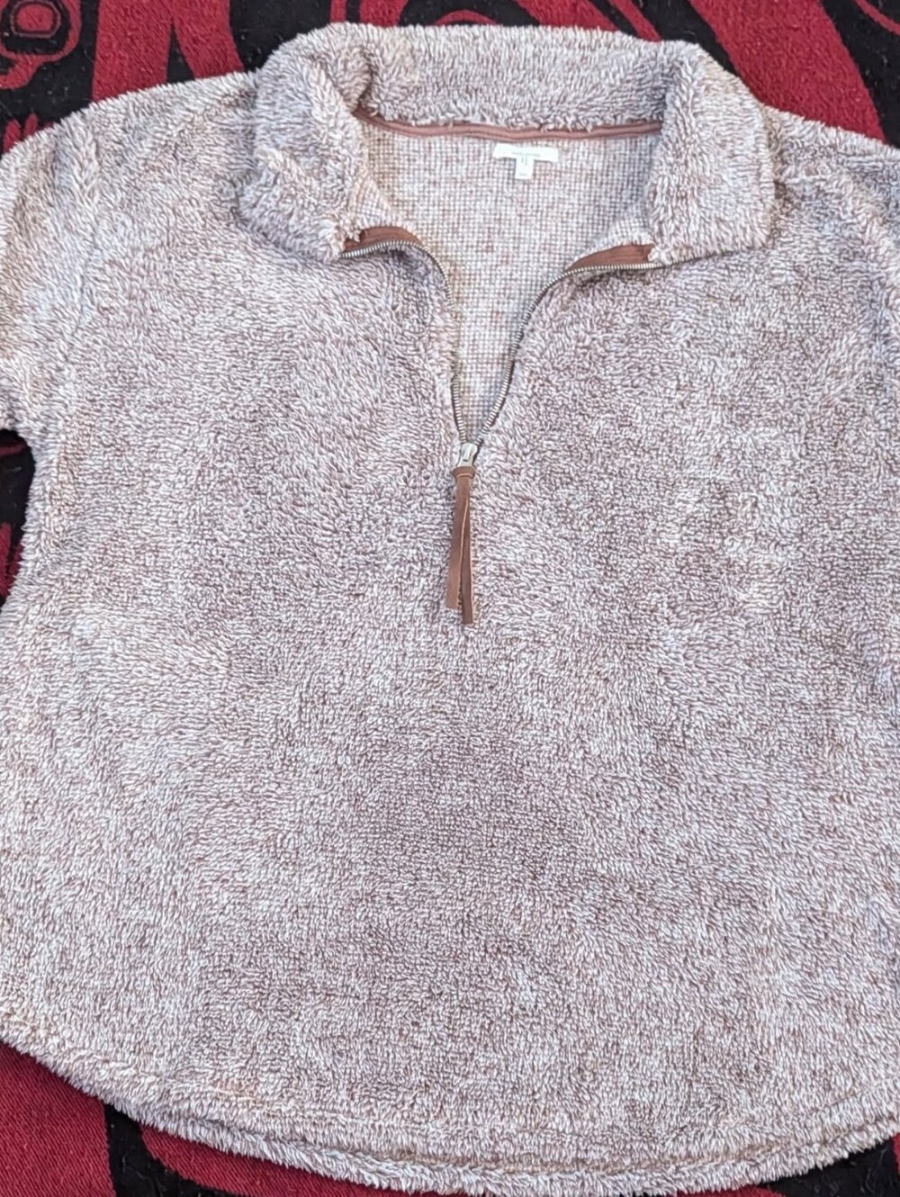 Cozy Half-Zip Sherpa Pullover Sweater - Taupe